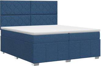 vidaXL Cama Box Spring Con Colch&oacute;n Con Cabecera Azul 200 X 200 Cm Tela Vidaxl