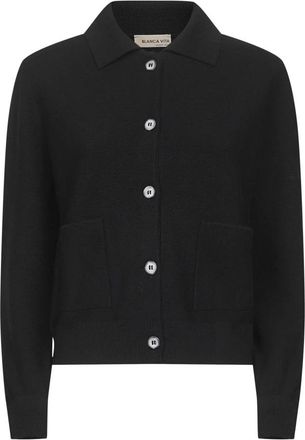 Blanca Vita Cardigan van scheerwol met knoopsluiting - Dames - Vesten - Zwart - L - Wol - Truien & Vesten