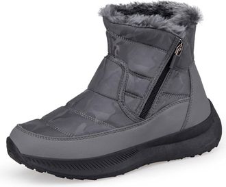Generic Womens And Mens Winter Snow Boots Waterproof Dad And Mom Winter Snow Walking Shoes Casual Shoes Ankle Boots(Gray,4.5 UK)