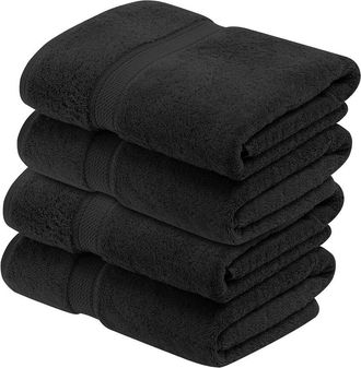 Superior Set Of 4 Egyptian Cotton Plush Heavyweight Absorbent Luxury Soft Bath Towels