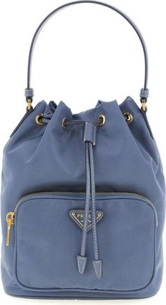 Prada Bolso de Hombro de Nylon con Cierre de Cord&oacute;n - Bags - Mujer - Azul - ONE SIZE
