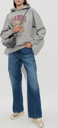 Ganni Sweatshirt With Logo, Womens, Grey