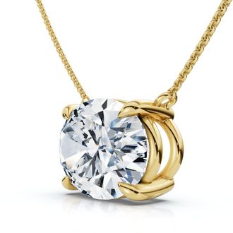 Pompeii3 Certified 4Ct Diamond Oval Solitaire Pendant 14k Gold 18 Womens Chain Lab Grown