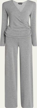 Tom Ford V-Neck Wrap Wide-Leg Jumpsuit