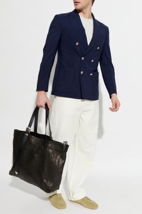 Eleventy Double-breasted Blazer, Mens, Navy Blue