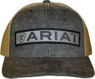 Ariat Mens Flexfit Embroidered Long Logo Cap In Grey