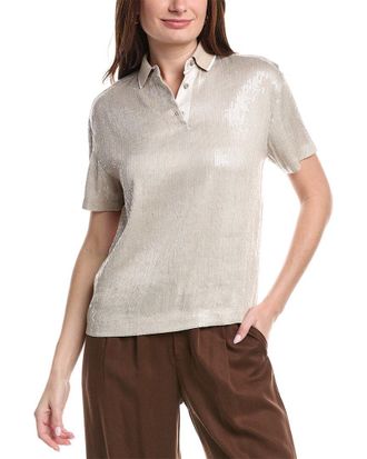 Brunello Cucinelli Sequin Silk-Blend Polo Shirt
