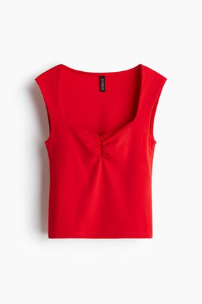 H&M Gerafftes Tanktop - Knallrot