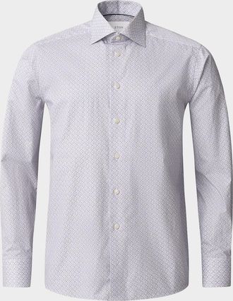 Eton Mens Signature Twill Mosaic-Print Slim Fit Dress Shirt