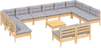 vidaXL Muebles De Jard&iacute;n 13 Pzas Y Cojines Madera Maciza De Pino Gris Vidaxl