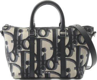 Dior 2010 Weekender PM oblique tote bag - men - Canvas/Calf Leather - One Size - Neutrals