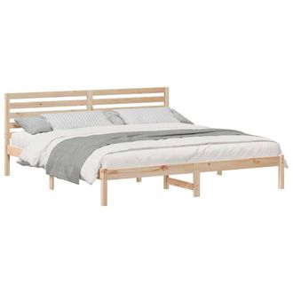 Berkfield Home Elegant with Headboard Brown 200 x 200 cm Solid pine wood in Light Tan