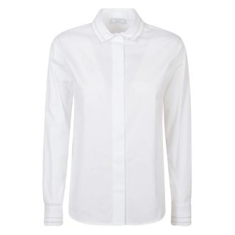 PESERICO Peserico, Shirts, female, White, Size: L Long Sleeve Pleated Shirt
