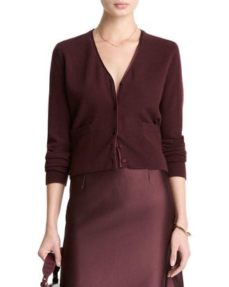 Vince Satin Button Wool & Cashmere-Blend Cardigan