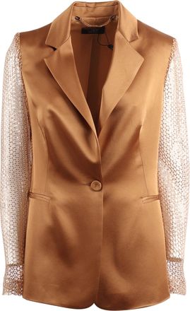 Clips Sheer Sequined Sleeve Tailored Jacket