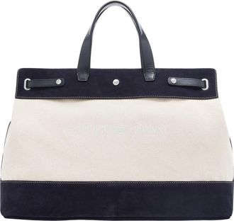 Emporio Armani Ruime canvas tas met lederen details - Heren - Shoppers - Beige - ONE Size - Katoen - Tassen