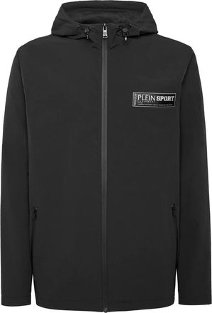 Plein Sport Hooded Sweatjacket - Heren - Outdoorjassen - Zwart - 2XL - Nylon - Fitness