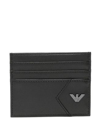 Emporio Armani eagle-plaque cardholder - men - Nappa Leather - One Size - Black