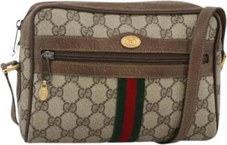 Gucci Pre-owned Vintage GG Canvas Schoudertas - Dames - Vintage Schoudertas - Beige - ONE Size - Leer - Vintage