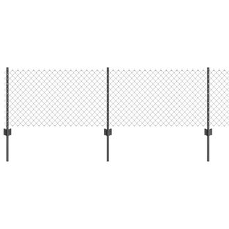 Berkfield Home Chain Link Fence with 22 U Posts Grey 0.6x25 m Steel