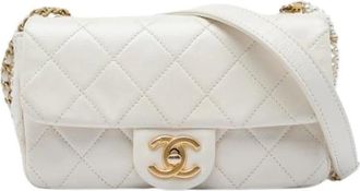 Chanel Pre-owned Quilted Flap Crossbody - Dames - Vintage Schoudertas - Wit - ONE Size - Leer - Vintage