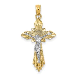 Diamond2Deal 10K Two-tone Diamond-Cut Crucifix Pendant