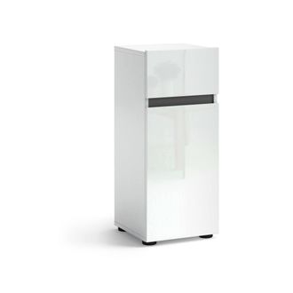Dmora Armario Multiuso 1 Puerta Sylvain, Un Estante, Hecho En Italia, 34x81h Cm Blanco Brillante