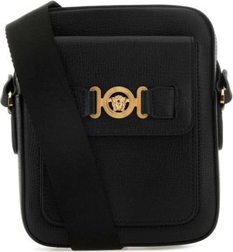 Versace Black Leather Medusa Biggie Crossbody Bag