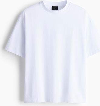 H&M Baumwoll-T-Shirt in Oversized Fit - White