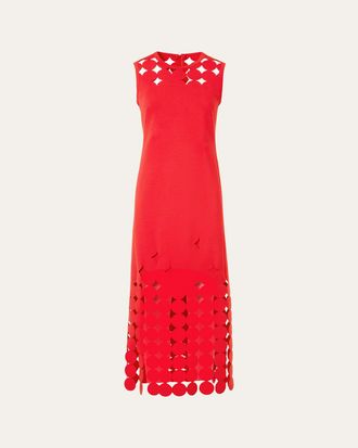 Akris Dot Cut-Out Jersey Sleeveless Midi Dress