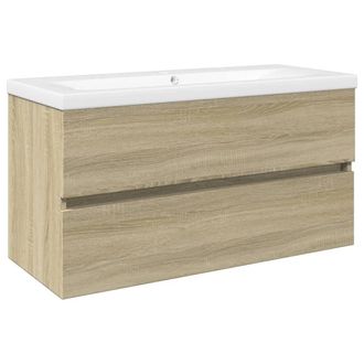 Berkfield Home 2 Piece Bathroom Furniture Set Ceramic & Engineered Wood in Light Tan