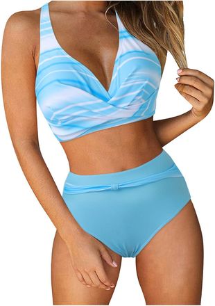 Generic Womens Bikini Set, Two-Piece Swimsuit, Sexy Bikinis, Swimwear with Removable Chest Padding, Tankini Sets, Funky Print, Twist High Waist Swimsuits, Col