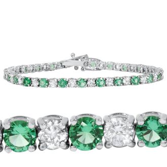 Pompeii3 3ct Emerald & Diamond Genuine Tennis Bracelet 14K White Gold