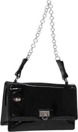 Ferragamo Pre-owned Shoulder Bags, female, Black, Size: ONE SIZE Pre-owned Coated Canvas Shoulder Bag