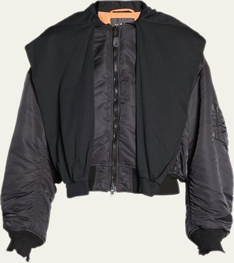 ジャケット Balenciaga Black leather ostrich-effect bomber jacket Balenciaga Black leather ostrich-effect bomber jacket