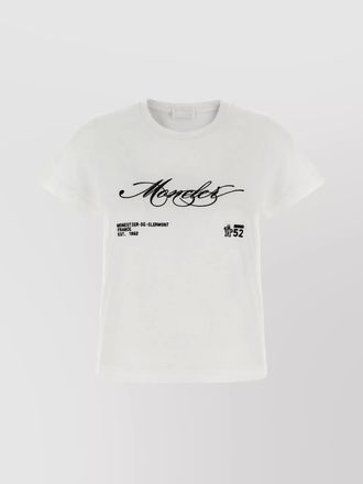 Moncler cotton cropped logo-embroidered t-shirt
