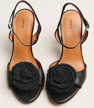 Maeve Crochet Flower Open-Toe Heels
