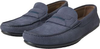 Dolce & Gabbana Mens Blue Calf Leather Slip On Moccasin Shoes Calfskin