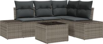 vidaXL Garden Sofa Set 5 pcs Grey Poly rattan Vidaxl