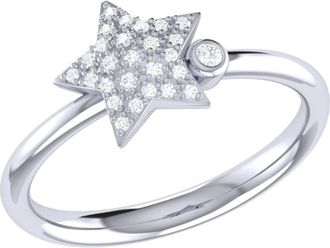 LuvMyJewelry Dazzling Star Bezel Sterling Silver Diamond Ring
