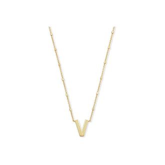 Kendra Scott Letter V Pendant Necklace - Gold Metal