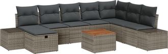 vidaXL Garden Sofa Set with Cushion 9 pcs Grey Poly rattan Vidaxl