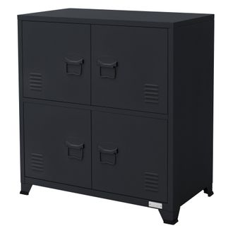 ML Design Ml-design - Archivador De Oficina 75x40x80,5 Cm Antracita Armario Independiente Con 4 Patas Mesita Auxiliar Met&aacute;lica Con 4 Puertas Y 2 Compartimentos 