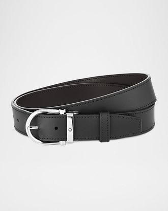 Montblanc Men & apos;s Leather Buckle Belt