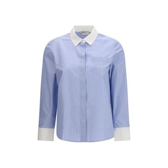 Tory Burch Blue Cotton Pattern Womens Shirt