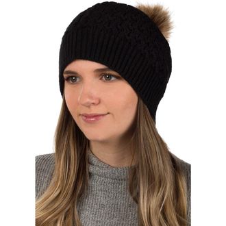 Patricia Nash Faux Fur Pompom Beanie in Black at Nordstrom Rack