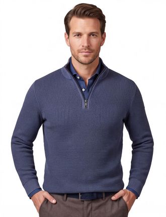 Casamoda Casa Moda half zip trui lange mouw blauw katoen