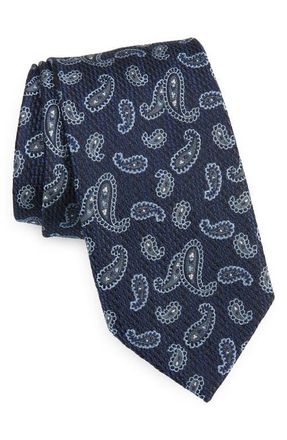 Ermenegildo Zegna Paisley Jacquard Silk Tie in Navy at Nordstrom