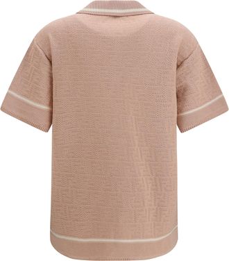 Fendi Womens Ff All-Over Crochet Shirt Powder Pink-26 Cotton