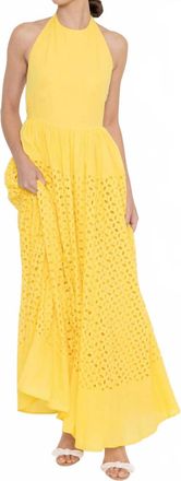 FORE COLLECTION Ray Of Sunshine Eyelet Maxi Dress In Yellow